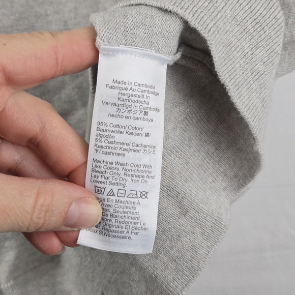 J. Crew Outlet Sz M Gray Short-sleeve cotton-cashmere-blend sweater-polo - Picture 6 of 10